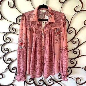 SHE+SKY Pink Salvia Woven Top